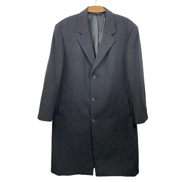 𝅺OSCAR de la Renta Menswear Charcoal Wool and Cashmere Long Coat Size 46R ( 4XL) - Picture 2 of 11